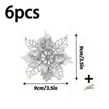 12 件/6 件/1 件人造一品红夹子，可爱的人造一品红花朵，用于圣诞树装饰，可重复使用的闪光一品红花朵，DIY 花环，家居装饰，婚礼派对，节日派对装饰，圣诞节/节日/季节性/婚礼圣诞树饰品，闪亮的冬季灌木装饰，适用于圣诞节、新年、婚礼、花环、楼梯、窗户、壁炉、圣诞树