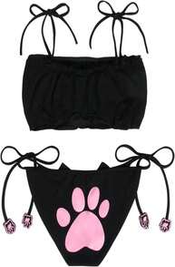 JustinCostume Women'S Cosplay Lingerie Set Kitten Keyhole Cute Sexy Outfit - ColorC - 查看 2