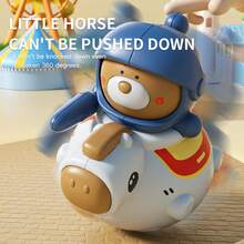 1pc Baby Rattle Toy, Cartoon Horse & Bear Tumbler, Whistle, Suitable For Daily Parent-Child Interaction, Soothing & Entertainment For Infants