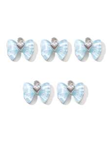 10/20pcs Random Blue Tone Ocean Colored Rhinestone Cross & Heart Shaped Pendant DIY Necklace Bracelet Jewelry Gift For Women