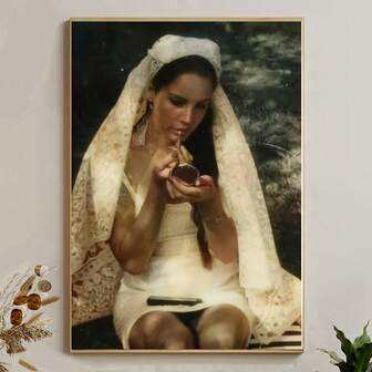 Vintage American Style Art Deco Canvas Print - Music Theme Star Pattern Poster, Indoor Wall Art For Living Room, Bedroom, Dorm - Unframed Portrait Of Famous Rock Musician, Dream Wedding Portrait, Gift For Fans - Ink On Canvas, Portrait Orientation