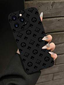 Fashionable Floral Print 2D Pattern Chic Suitable As Gift For Coworkers, Friends, Family, Couples, Birthday, Saudi National Day, Halloween, Christmas, New Year. Matte Black Soft Protective Case Compatible With IPhone 17/16/15/14/13/12/11/Pro/ProMax/X/XR/XS/XSMAX/7/8/PLUS And Models
