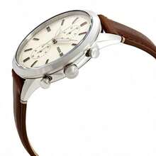 Fossil Reloj de cuarzo cronógrafo Townsman para hombres con correa de cuero, esfera blanca, disco clásico simple y atmosférico, esencial para el transporte, preferido por hombres elegantes, estilo de negocios y ocio, un regalo para el esposo, novio, como regalo de cumpleaños, regalo de aniversario. FS5350