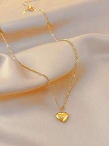 Fashionable Stainless Steel Heart Charm Necklace For Women For Daily Decoration Fashion Accessories Ladies' Necklace - 銀色 - 查看 3