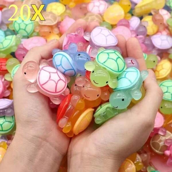 20pcs Glow-In-The-Dark 3D Turtle Blind Bag - Unique DIY Craft & Outdoor Garden Decor (Random)