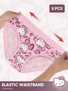 Sanrio 5pcs/Pack Women's Cute Hello Kitty Printed Comfortable Cotton Panties