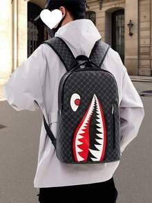 Set 2 buc: Rucsac bărbătesc + geantă pliabilă, rucsac business cu imprimeu floral din PU, set geantă de cărți, rucsac de călătorie multifuncțional de mare capacitate, geantă pentru laptop, cadou de Crăciun pentru bărbați