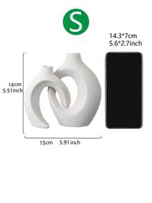 2件套陶瓷花瓶 - 现代花环造型花瓶，创意白色花瓶，简约风格装饰花瓶，适用于客厅、玄关、书架、壁炉、餐桌摆饰、置物架、房间装饰（请注意产品尺寸）