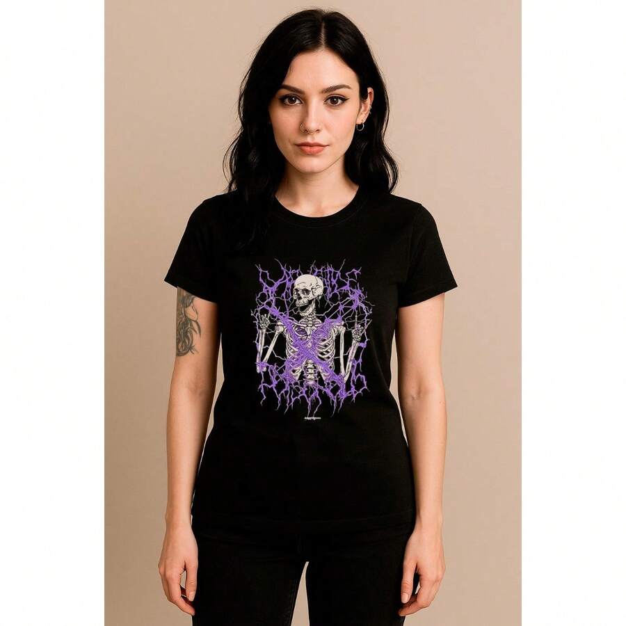 Gothic And Rock Band T-Shirts, G26 Unisex 100% Cotton New Release. - 黑色 - 查看 1