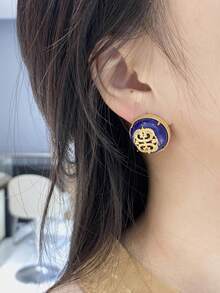 Eterna Glow 1 pasang anting-anting wanita vintage warna emas dengan motif geometris dan desain unik, cocok untuk aksesoris pesta kencan dan hadiah. - anting-anting - View 8