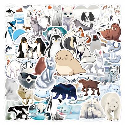 Cute Arctic Circle Animal Stickers, Suitable For Decorating Stationery, Water Bottles, Luggage, Skateboards, Guitars