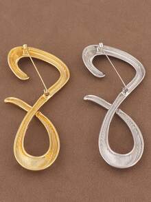 1 pezzo Spilla asimmetrica minimalista in lega di colore oro/argento con simbolo dell'infinito, grande spilla in metallo a forma di numero 8, gioiello adatto per l'uso quotidiano delle donne