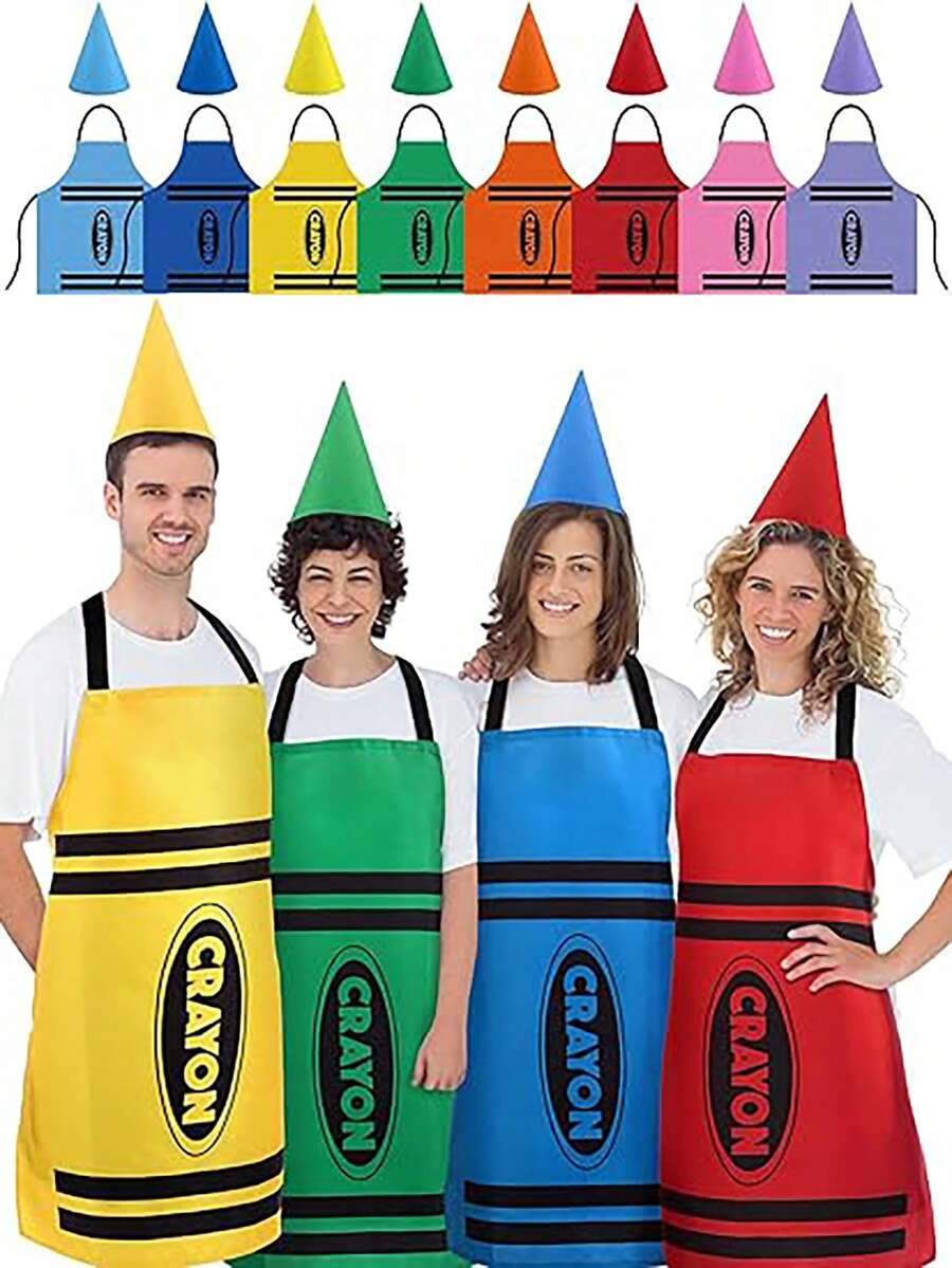 2PCS Colorful Apron And Funny Dwarf Conical Hat Set Are Suitable For Adult Costume Parties, Halloween, Christmas, And Carnival Role-Playing (For Both Men And Women)
