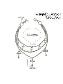 1pc Fashionable Personalized Cross Body Chain, Men's Casual Charm Body Chain, For Pants Decoration, Suitable For Teenagers College Autumn/Winter Outfit