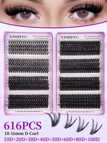 400/370/350 件睫毛簇 30D+40D+50D+60D+80D+100D+120D+160D DIY 睫毛延长仿貂睫毛 - 优质 D 卷曲自然卷曲单根睫毛簇，用于 DIY 睫毛延长 - 可重复使用、轻巧、易于涂抹，640/448/576/570/544/560/240/184/120 件 - 彩色 - 查看 16