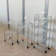 رف أكريليك للمطبخ والحمام 2 3 4 طوابق، بعجلات شفافة عملية متعددة الوظائف