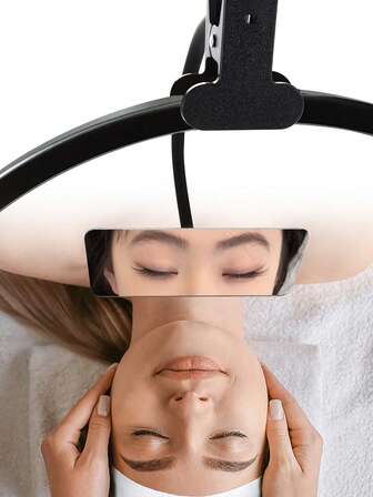 HMQ beauty Espejo giratorio de 360° con clip y marco protector - Mango de metal negro, superficie convexa para aplicación precisa como herramienta de maquillaje