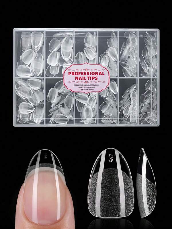 480 szt. ultrakrótkich tipsów migdałowych, gotowe produkty do paznokci akrylowych, bez krzywizny C, całkowicie kryjące, szorstkie, matowe, prasowane paznokcie, doskonałe akcesoria do paznokci – odpowiednie do domowych salonów kosmetycznych