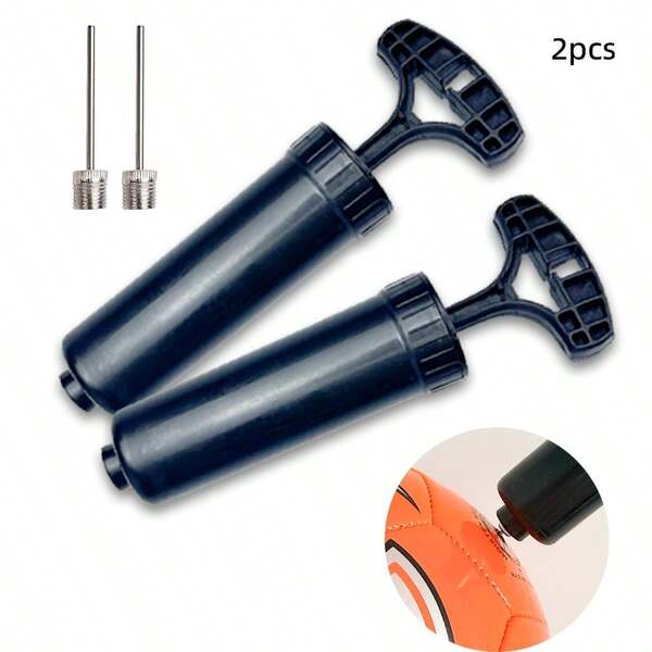 2pcs Portable Mini Pump, Balloon, Swimming Ring, Basketball, Volleyball, Football Inflation Device (Black), Beach Essentials, Beach Accessories, Pool Float