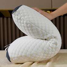 2 Almohadas Ergonómicas para Dormir de Costado, con Soporte Cervical Cómodo, Hechas de Tejido de Alta Calidad, Suaves, Transpirables y Cómodas, Lavar a Baja Temperatura. No Utilizar Bleca. Secar al Aire. No Planchar. - Blanco - Ver 7