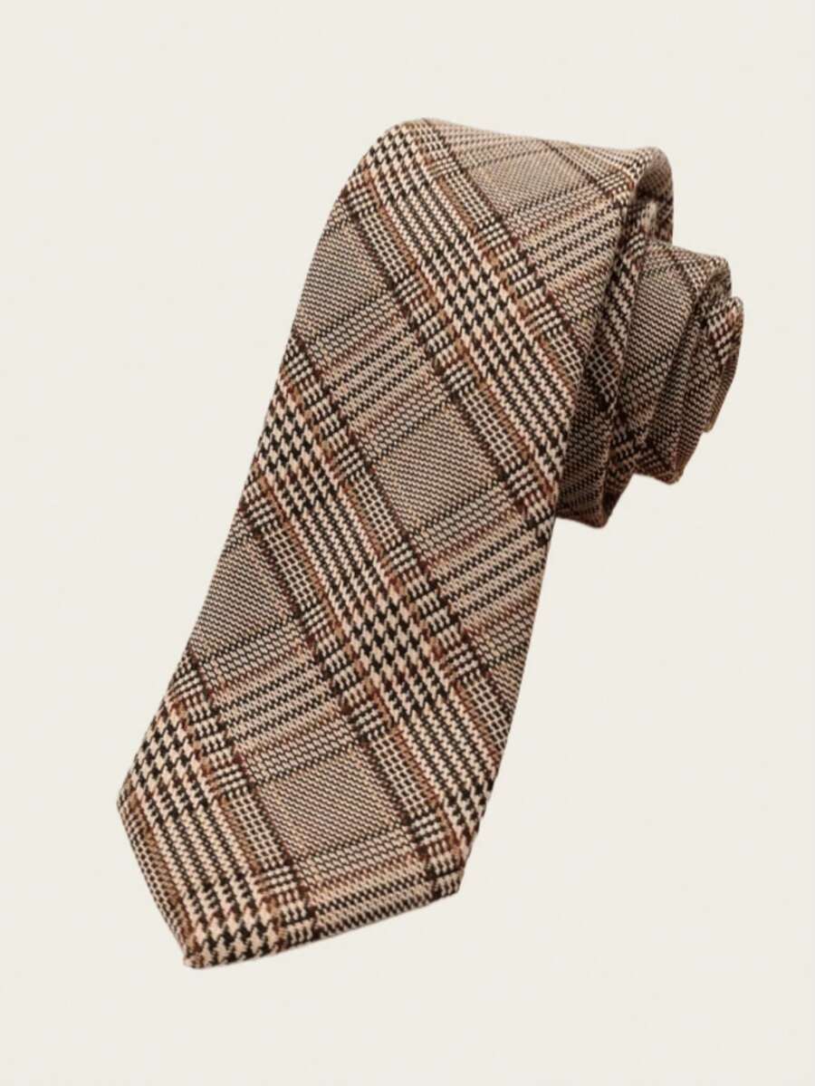 1pc Men's Fashion Thickened Plaid Necktie, Casual Minimalist Accessory - Multicolor - View 1