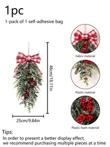 1 Stück künstliche rote Frucht Schleifen Girlande Dekoration, nordischer Stil Weihnachts Heim Wohnzimmer Kamin Atmosphäre Dekoration, Heim Fenster Ausstellung Festival Wohnzimmer Hängende Dekoration, Eingangsbereich, Büro Weihnachtsdekoration Heim Dekor Weihnachtsdekorationen Raumdekoration Winter