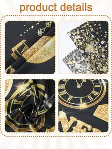 1pc 2026 Happy New Year Party Backdrop, Black & Gold Polyester Background Cloth, 2026 New Year Celebration Party Decor, Home Decor, Room Decor, Wall Hanging Banner, Garden Flag, New Year Hanging Decoration, New Year Gift, 2026 New Year Decoration - New Year Black Gold E - View 9
