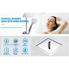 Regaderas para Baño de Lluvia de Alta Presión, Set de 8'' Cabeza de Ducha de Alta Presion, con 5 Modos Regadera de Mano y Manguera 120 (Plata) - 1 - Ver 3