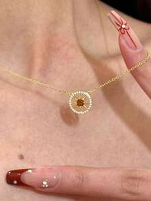 1 Stück Vintage Luxus Kubikzirkonia Achteckige Halskette, elegantes minimalistisches Design, geeignet für den täglichen Gebrauch von Frauen, Valentinstag/Geburtstagsgeschenk