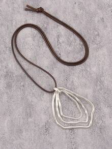 1 chiếc vòng cổ dài tối giản thời trang dành cho nữ, mặt dây chuyền hợp kim kẽm hình tròn bất đối xứng 7 lớp - Nhẫn hình học bạc - Xem 11