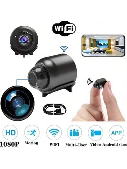 1pc Mini Slimme Wireless Security Camera, High Definition Support Wi Fi, Portable, Motion Detection, Application Control, Multi r, Audio Alarm, USB Power Supply No Battery Very Home, Office, Elderly, Children Pets Monitoring.