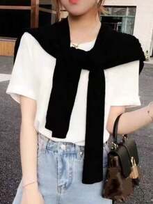 1 peça Cardigan xale casual de malha de cor sólida, poncho versátil de alta qualidade em estilo coreano para homens e mulheres