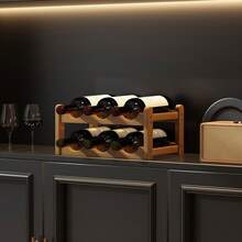 Apricot DIY Handmade Bamboo Wine Rack, Multi-Tier Wine Holder (6/8/9/12/16 Bottles) - Apricot - View 6