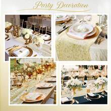 1PC 27.56x157.48inch Table Runner, Gold Glitter Wedding Table Runner, Mesh Gold Foil Wedding Table And Chair Decoration, Party Decoration(Multiple Sizes Available)