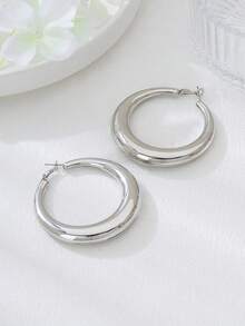 1 Coppia Di Orecchini Alla Moda In Smalto Geometrico, Versatili - Argento - Visualizzare 4