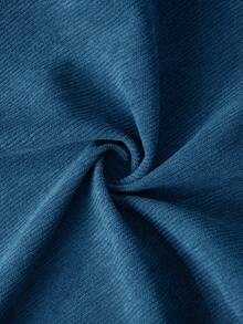 2 件套年轻男孩街头休闲纯色灯芯绒字母刺绣口袋长袖衬衫和纯色裤子套装，适合日常聚会、度假和户外活动 - 水鴨藍 - 查看 11