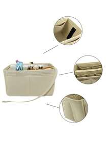 1pc Extra Large/Large/Medium/Small Felt Fabric Liner Bag, Large Capacity Makeup Bag, Felt Bag With Removable Inner Pouch, Minimalist Organizer