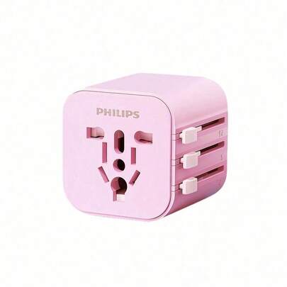 PHILIPS SPB1013B/93 Universal Travel Adapter Plug Wide Voltage International Converter Supports Socket Standards In Over 200 Countries Integrated Portable Design A Must-Have For Traveling Abroad