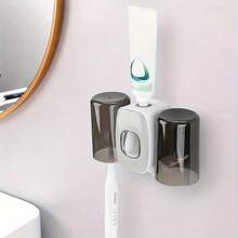 1pc Toothbrush Holder,Bathroom Organizer,Automatic Toothpaste Dispenser With Brush Holder Gargle Cup, Multifunction Toothbrush Holders For Bathrooms, Bathroom Tooth Brush Holder Set, Toothbrush Organizer With Cup, Wall Mounted Shower Room Decor Set Home Bathroom Decor Fall Decor Back To School - Nhiều màu - Xem 7