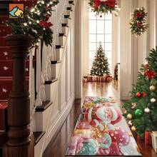 1pc Santa Claus Patterned Bathroom Anti-Slip Mat, Made Of Artificial Cashmere With Plush Decoration, Is Suitable For Bathrooms, Doorways, Kitchens And Other Occasions. It Can Be Machine Washed, Is A Holiday Decoration And Can Be Given As A Gift - Multicolor - View 6