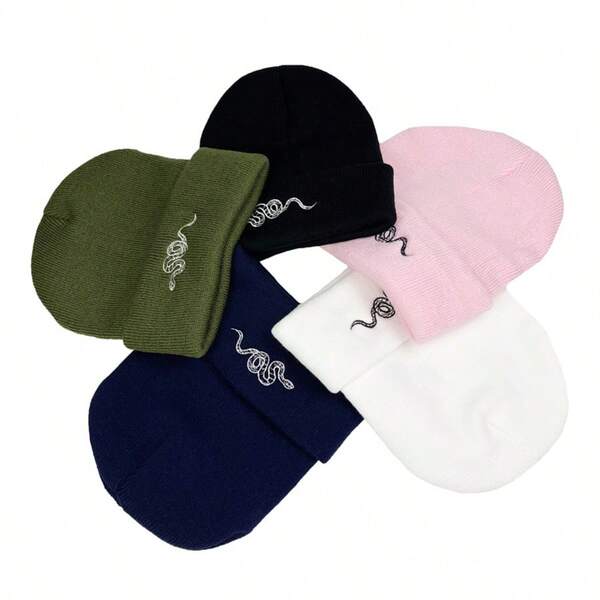 Gorros con bordado de serpiente: Sombreros de invierno elegantes disponibles en múltiples colores para un aspecto distintivo y cálido en invierno