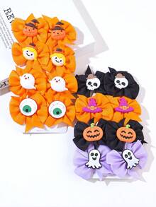8pcs Kids Cute Floral Cartoon Creative Hair Clips, Fashionable Halloween Party Accessories, No Card Paper Packaging