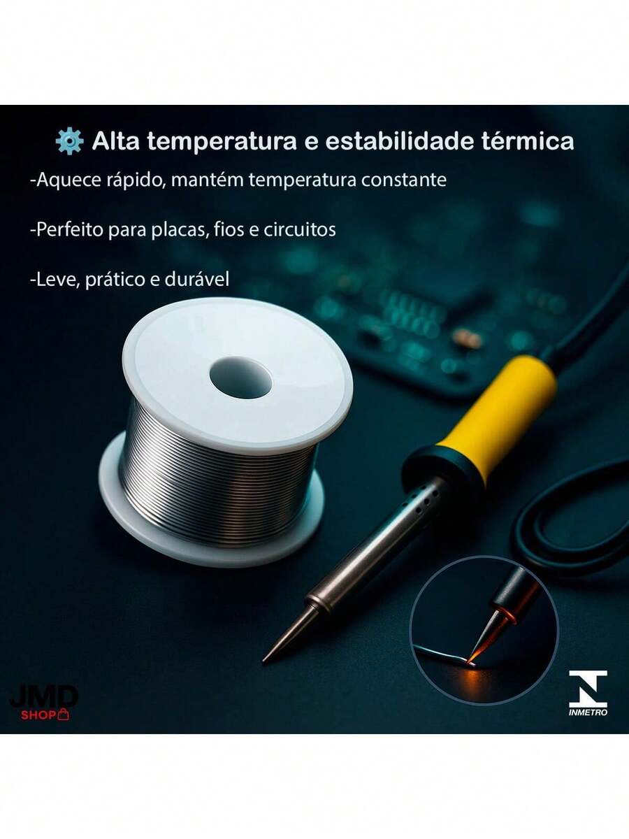 Kit Ferro De Solda Soldar Soldador 110v ou 220v 40w ou 60w e Estanho Reforçado - 60W - Visão 1