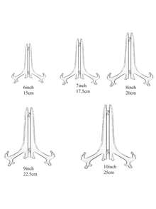 5 Pieces/Set Transparent Plastic Plate Rack, Plate Holder, Plate Display Rack, Tray Rack Kitchen Storage Rack Drain Rack Easy To Clean Household Cabinet Countertop Storage Rack Tableware Storage Artifact Kitchen Essential - Clear - View 2