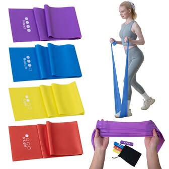 Good Nite Resistance Bands Set 4-Piece, 4 Levels Long TPE Bands (1.8m) – Colour-Coded Yoga Pilates Physio Stretch & Strength, Home Gym With Carry Bag