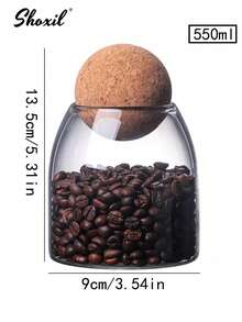 shoxil 1Pc Coffee Storage Jar, Glass Wooden Ball Lid Storage Bottle, Special Preservation Jar For Pour-Over Coffee, Tea Jar Storage Display Storage Bottle, Sealed Jar, Suitable For Kitchen Storage, Cafes And Festival Parties - Transparent - View 15