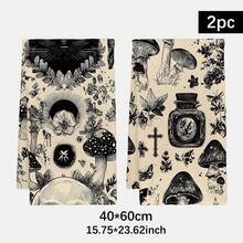MEMNUN 2pcs Gothic Style Skull, Black Cat, Mushroom, Leaf Magic Potion Printed Kitchen Towels, Dish Towels, Hand Towels, Dish Cloths, 15.75*23.62in (40*60cm) Super Soft Absorbent Microfiber Modern Cleaning Cloths, Kitchen Accessories, Machine Washable, Suitable For Restaurant, Kitchen, Halloween Decor And Gifts, All Seasons - Multicolor - View 12