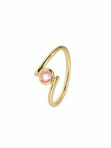 Charm-In 1 pieza Anillo de piedra de circonita geométrica de latón chapado en oro de 18K con estilo minimalista y de moda, disponible en múltiples tallas, adecuado como regalo para amigos, familiares y ocasiones especiales