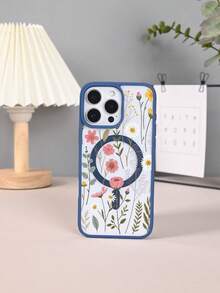 Funda para teléfono con estampado floral fresco, elegante funda protectora con diseño magnético que permite la carga inalámbrica, diseño de moda y estilo simple y fresco, para iPhone 16Promax 16 15 14 13 12 11 Plus Pro S25Ultra S24 23 22Plus FE case - Gris - Ver 6