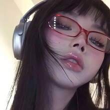 1 Pair Of Women's Retro Glasses - Red Frame Transparent Lens Y2K Fashion Glasses, Suitable For Daily And Special Occasions, Large Round Retro Style,  Personality Item For Parties, Photoshoots, And Casual Outfits (Non-Prescription), Lightweight Design, Fashionable Style, Essential For Style Enthusiasts - 紅色 - 查看 3